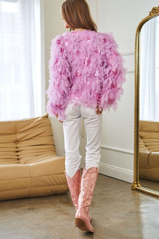 Violet Ruffle Long Sleeve Party Jacket - TiffanyzKlozet