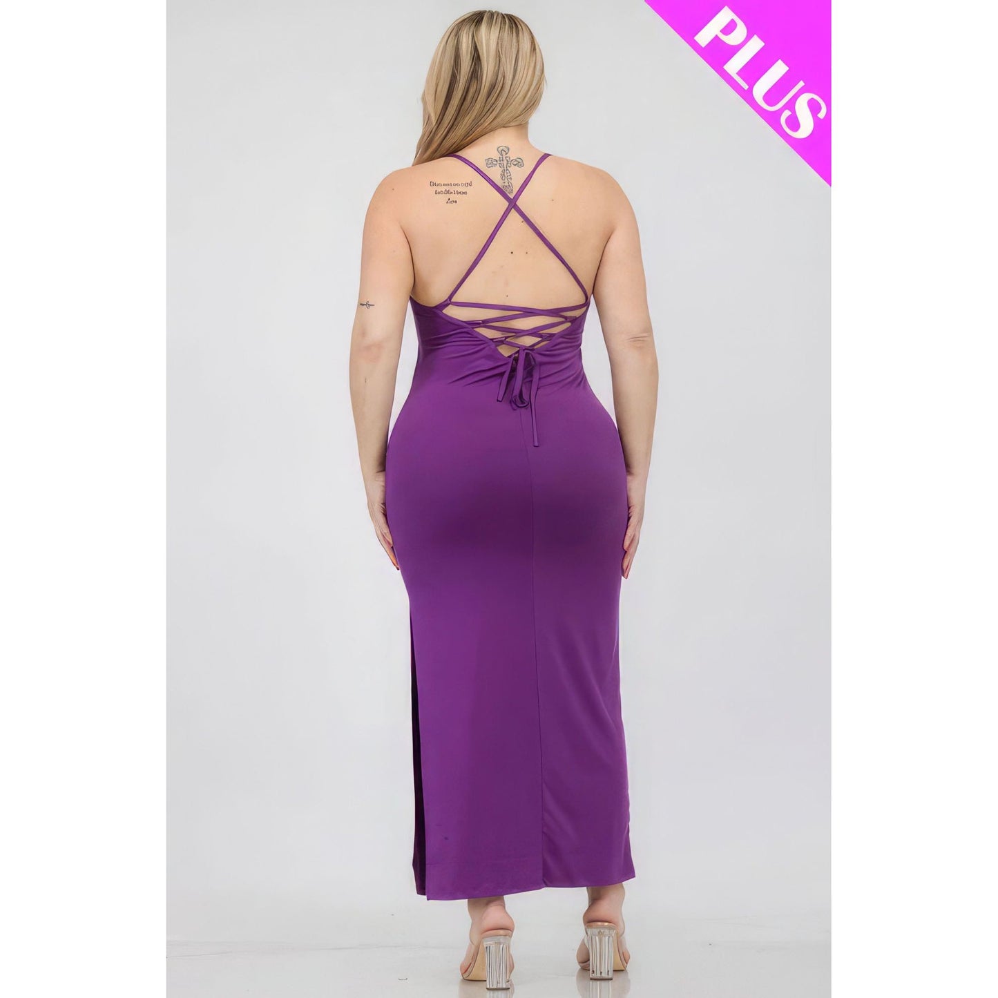 Crisscross Back Split Thigh Maxi Dress - TiffanyzKlozet