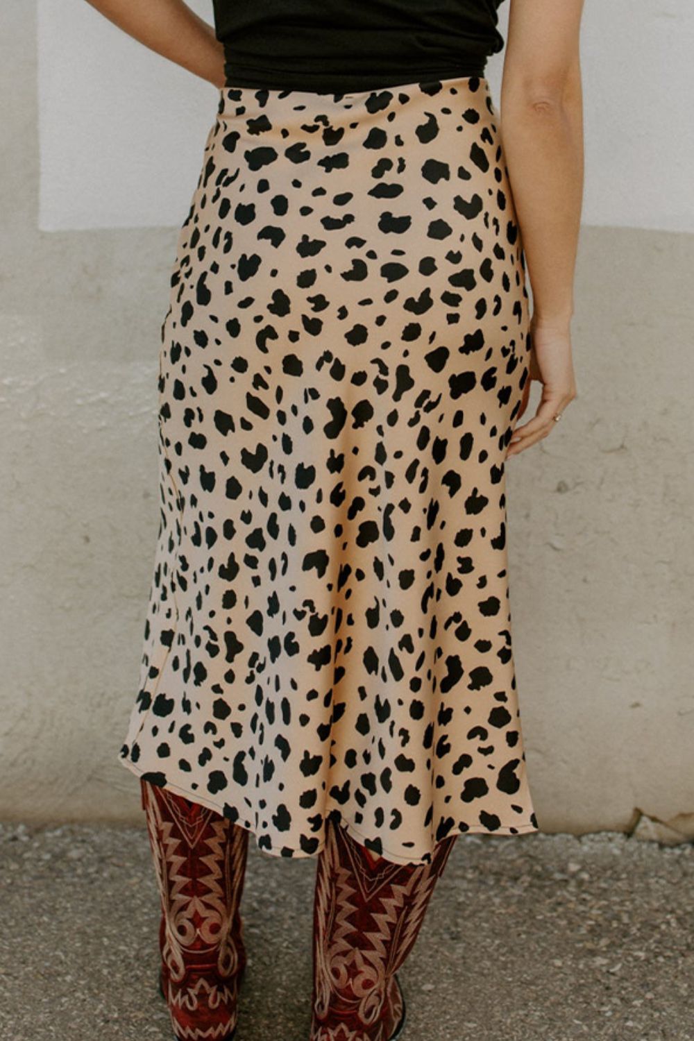 Slit Printed Midi Skirt - TiffanyzKlozet
