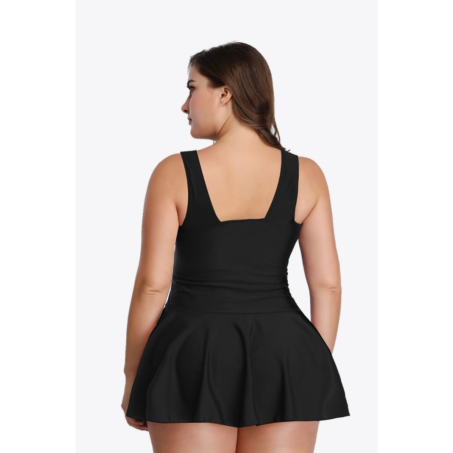 Plus Size Plunge Swim Dress - TiffanyzKlozet