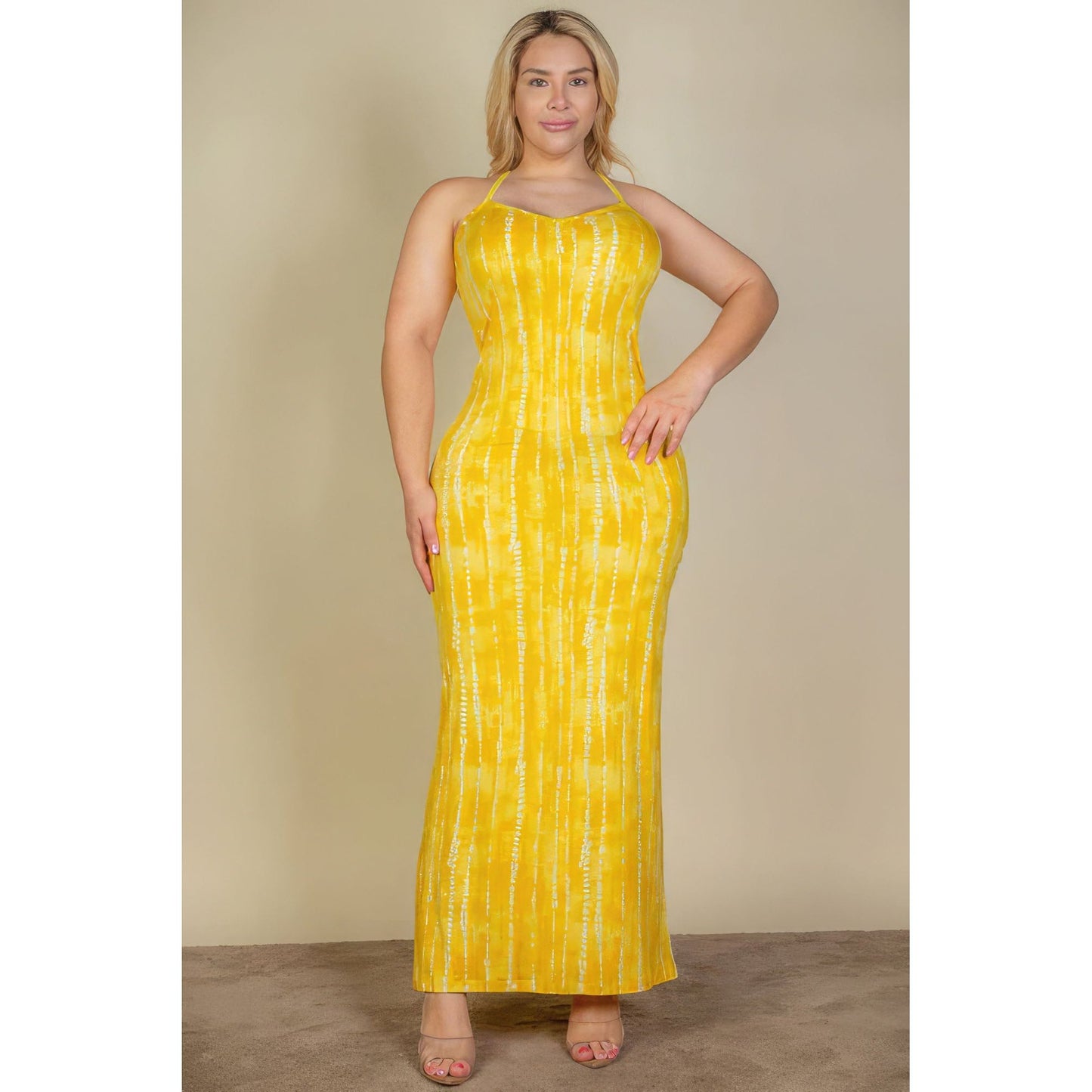 Isla Tie Dye Printed Cami Bodycon Maxi Dress - TiffanyzKlozet