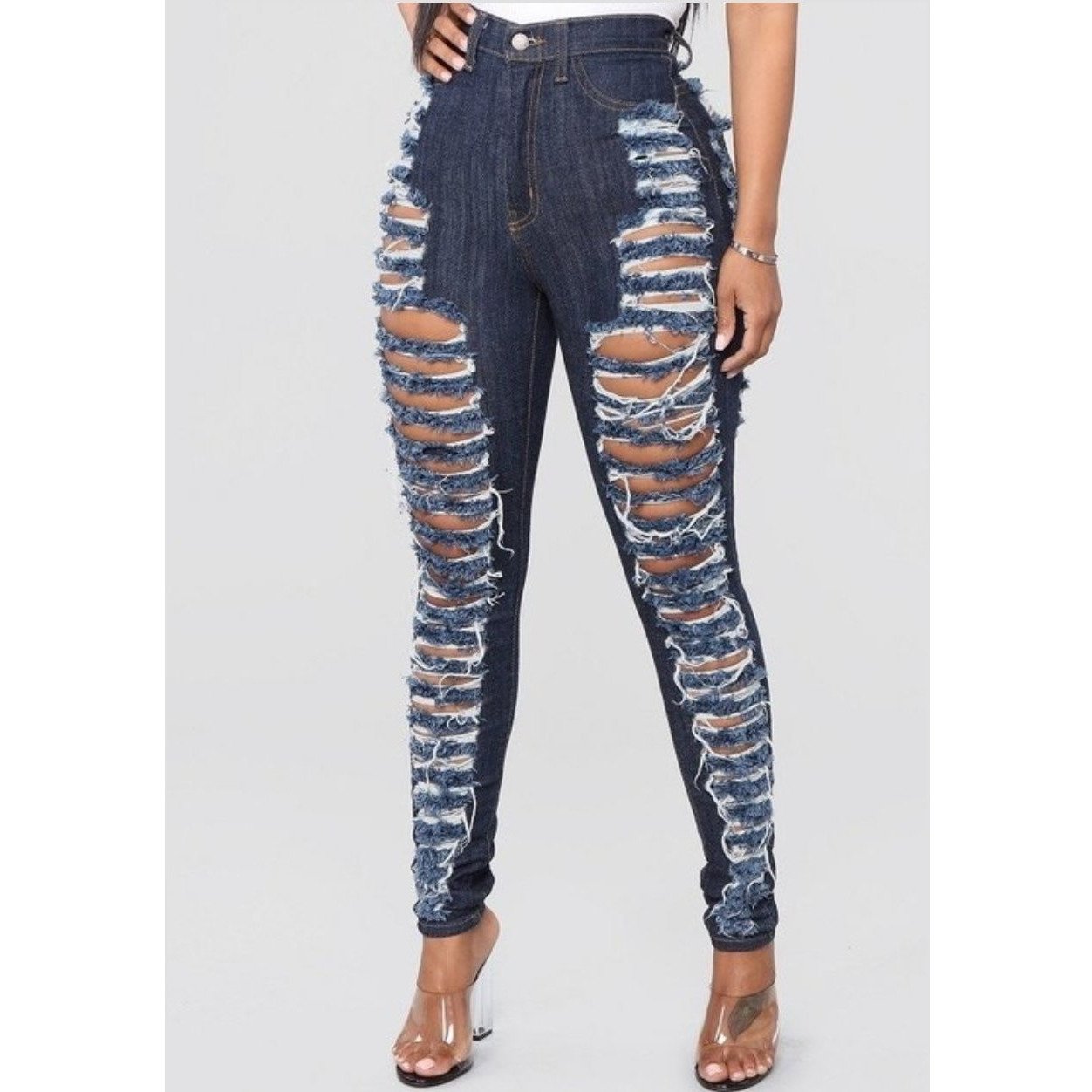 Shema High Rise Sliced Skinny Jeans - TiffanyzKlozet
