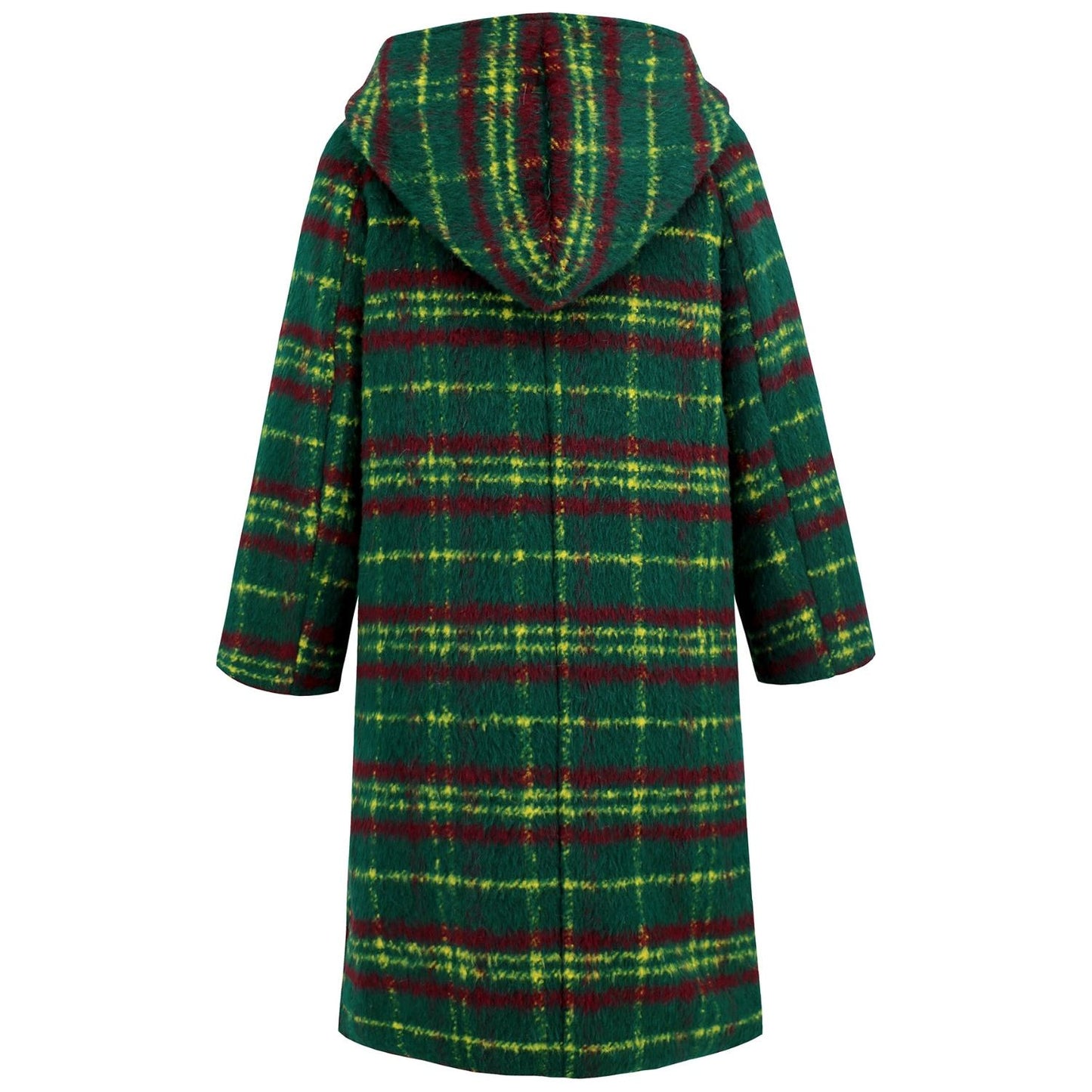 Plaid Long Sleeve Hooded Coat with Pockets