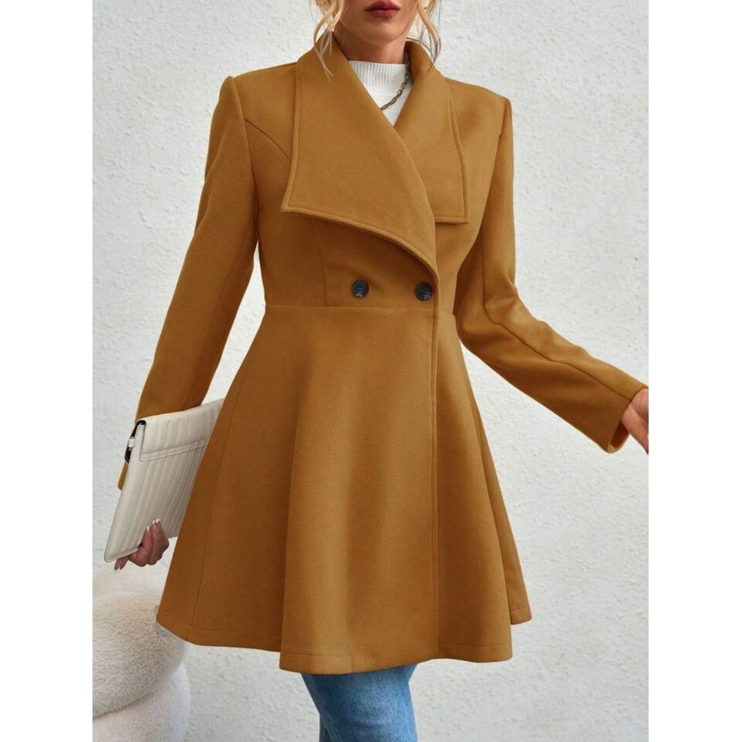 Elegance Meets Cozy Long Sleeve Coat