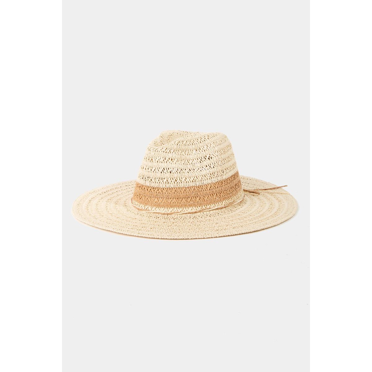 Fame Contrast Straw Braided Sun Hat - TiffanyzKlozet