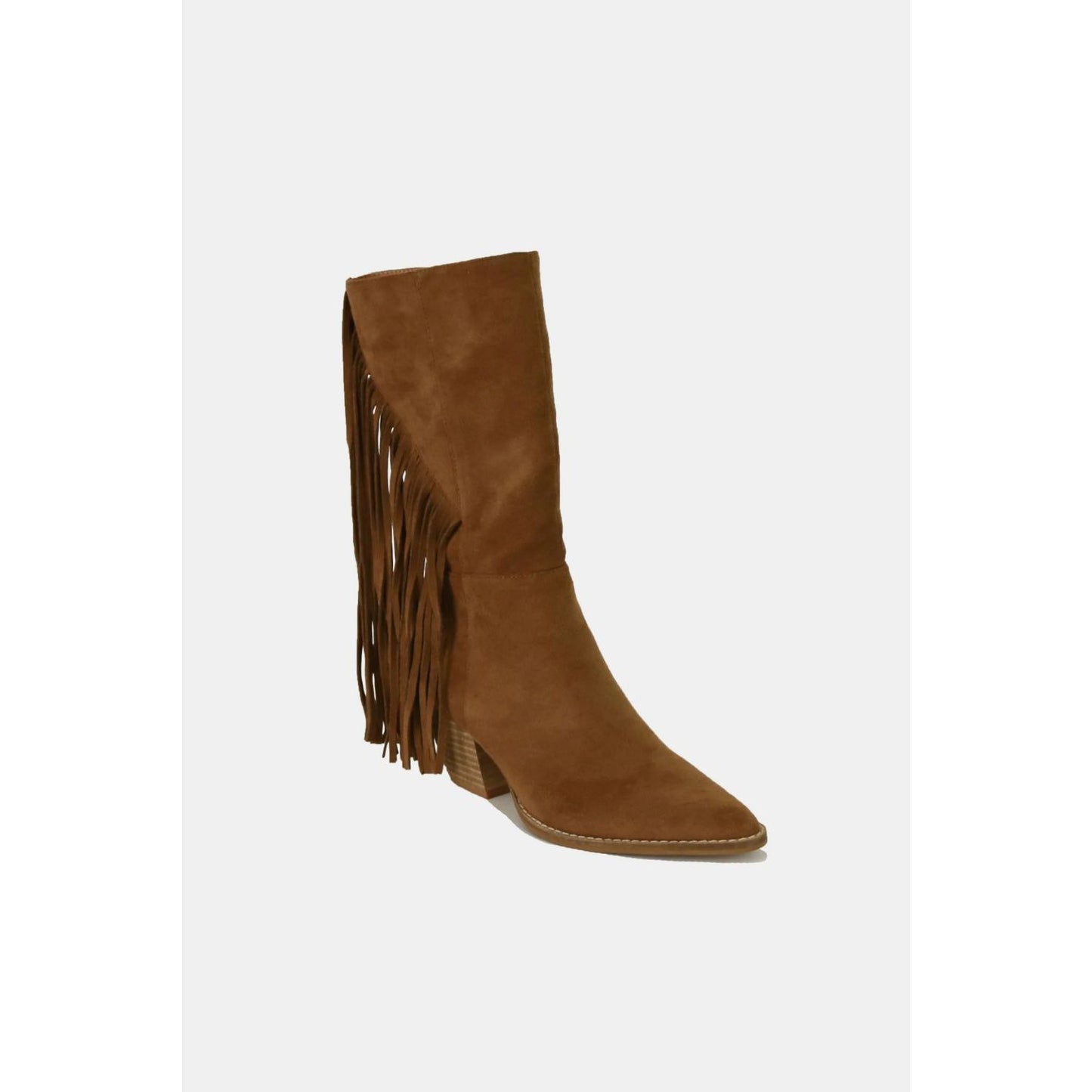 Beast Fashion Suede Fringe Point Toe Boots