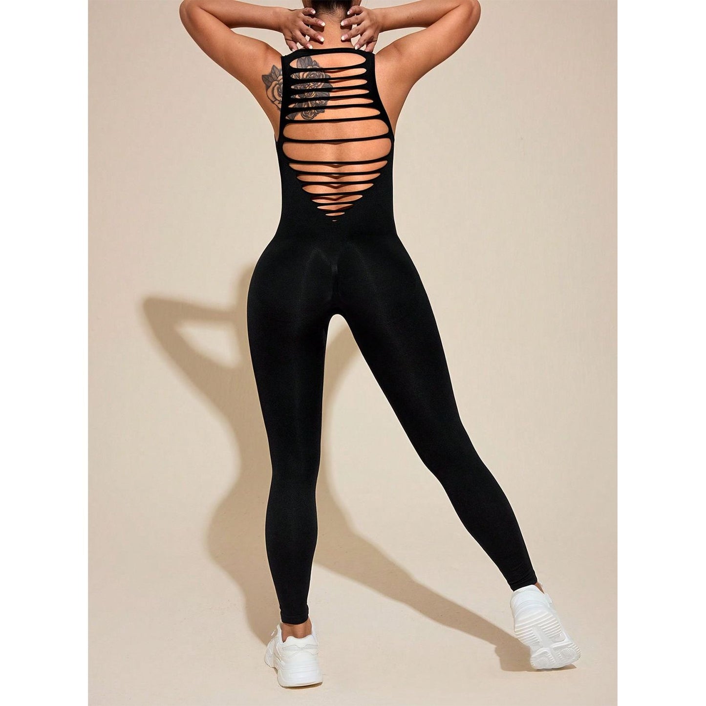 Cutout Wide Strap Active Jumpsuit