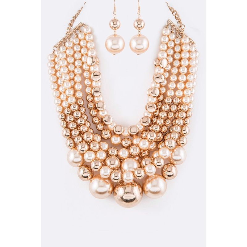 Mix Pearls Statement Layer Necklace Set - TiffanyzKlozet