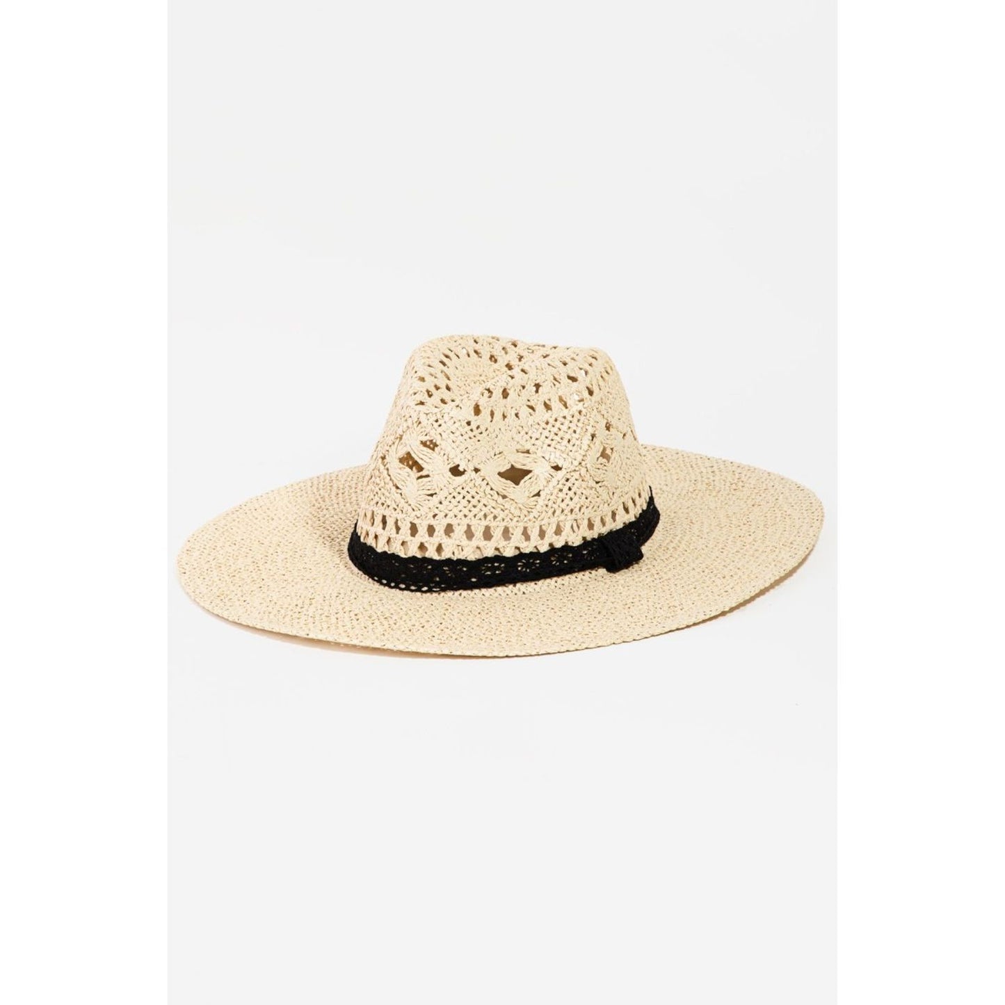 Fame Openwork Lace Detail Wide Brim Hat - TiffanyzKlozet