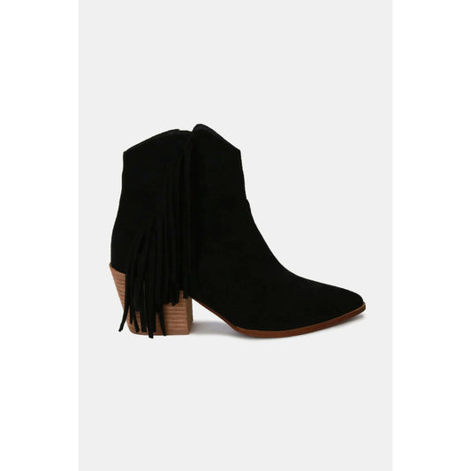 Beast Fashion Suede Fringe Point Toe Ankle Boots