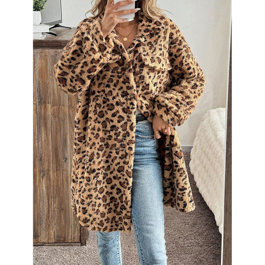 Unleash Your Wild Side Leopard Print Fuzzy Coat