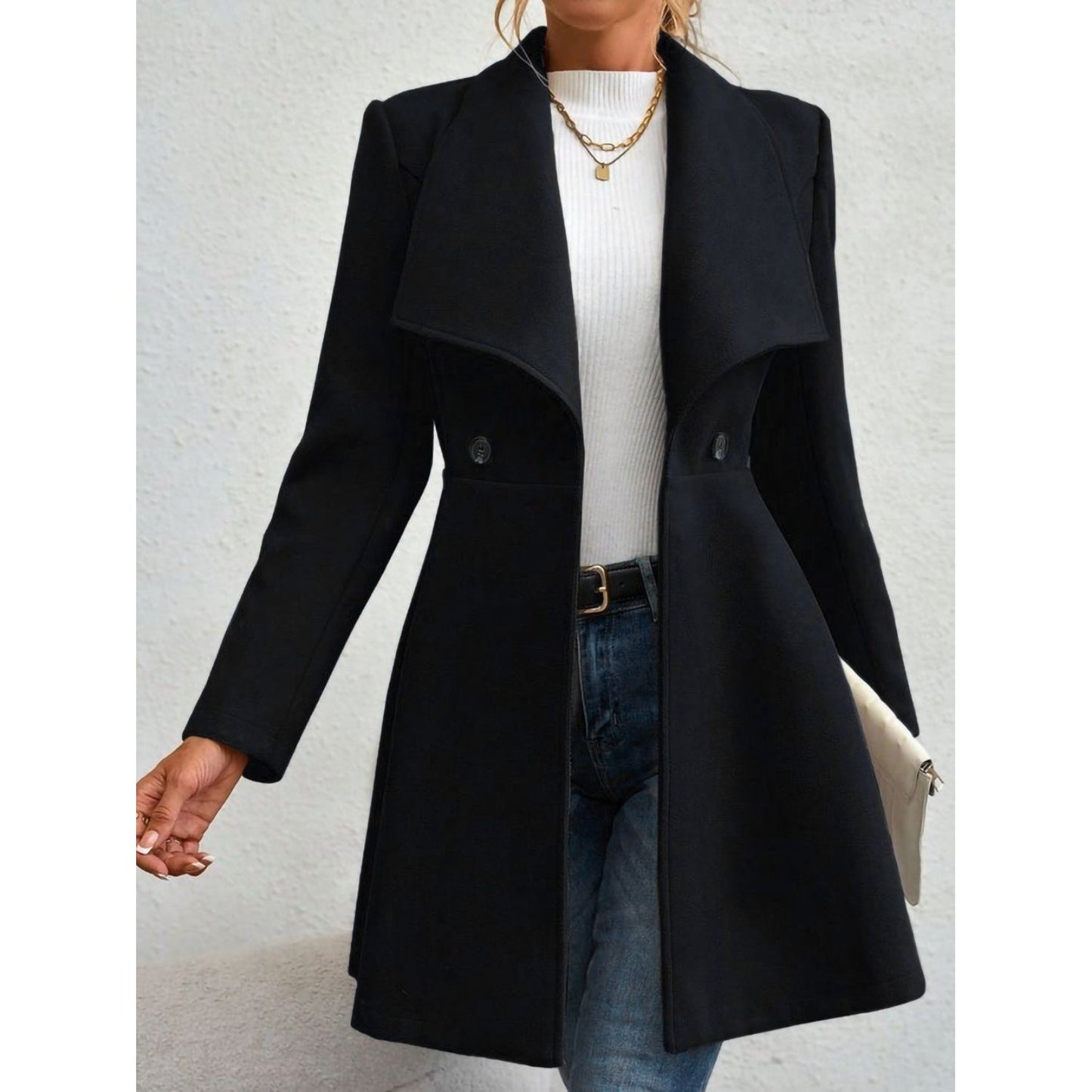 Elegance Meets Cozy Long Sleeve Coat