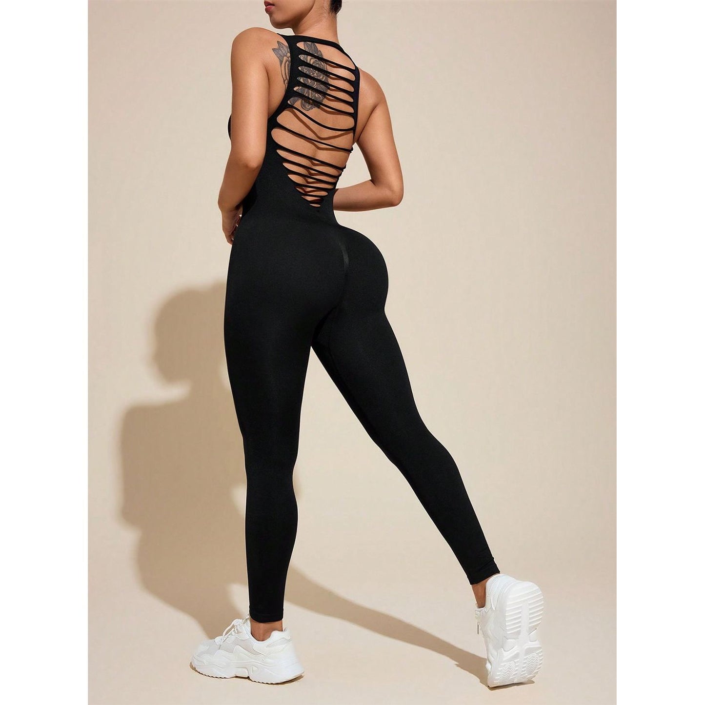 Cutout Wide Strap Active Jumpsuit