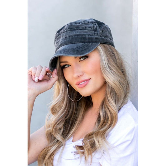 Distressed Cadet Hat Cap - TiffanyzKlozet