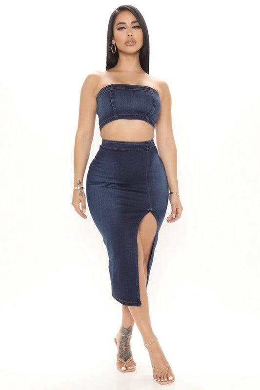 Miami Skirt Set in Dark Denim - TiffanyzKlozet