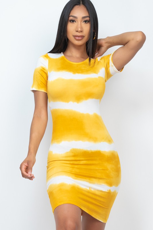 Stripe Tie-Dye Printed Midi Dress - TiffanyzKlozet