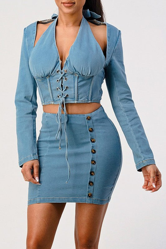 Denim top and skirt set - TiffanyzKlozet