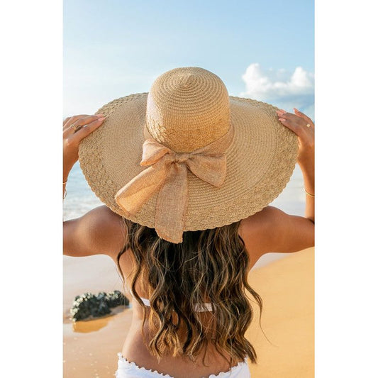 Scallop Edge Bow Accent Sunhat - TiffanyzKlozet