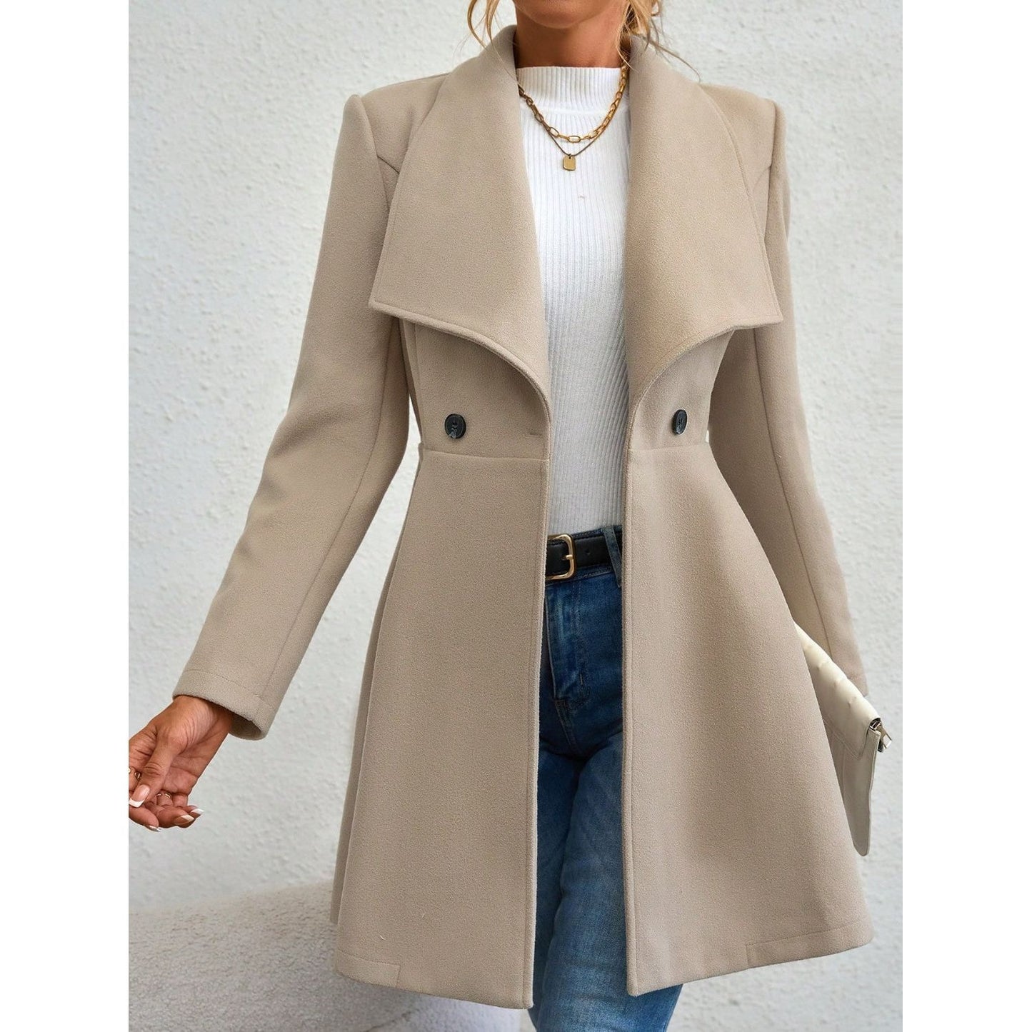 Elegance Meets Cozy Long Sleeve Coat