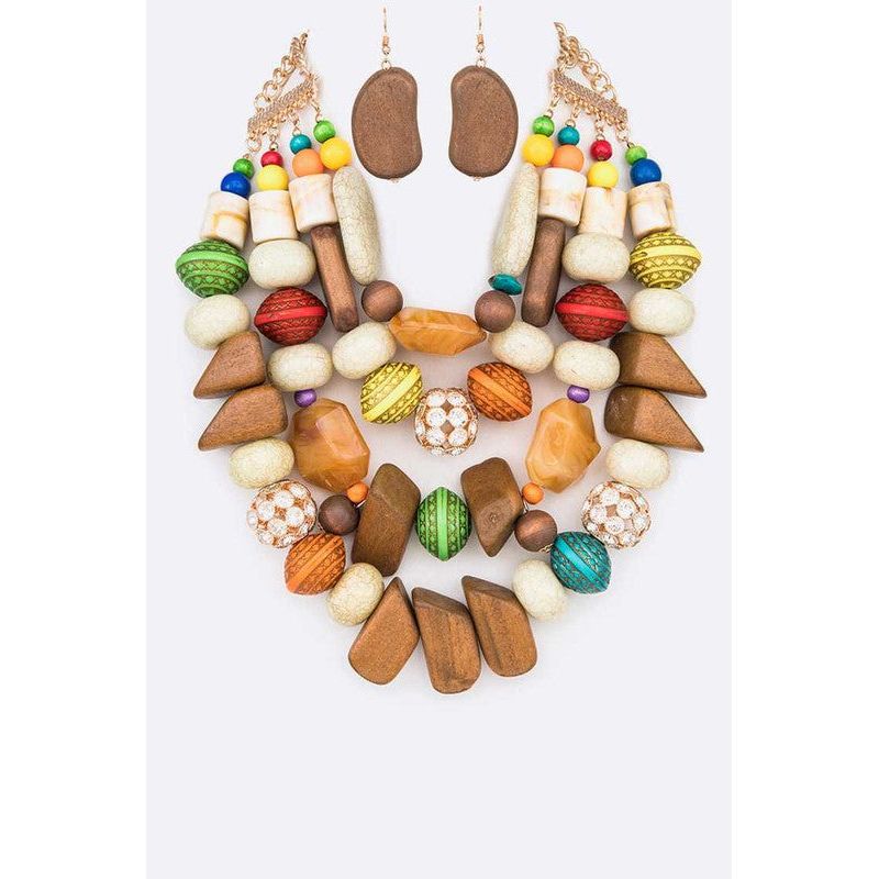 Mix Beads Statement Necklace Set - TiffanyzKlozet