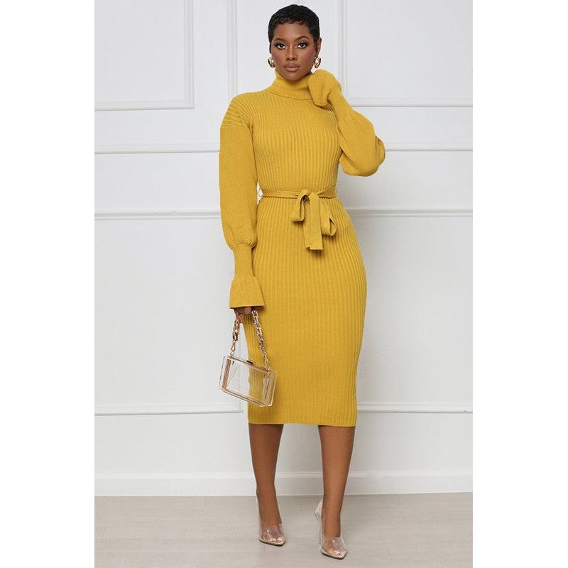 WOMEN FASHION LONG MAXI SWEATER DRESS