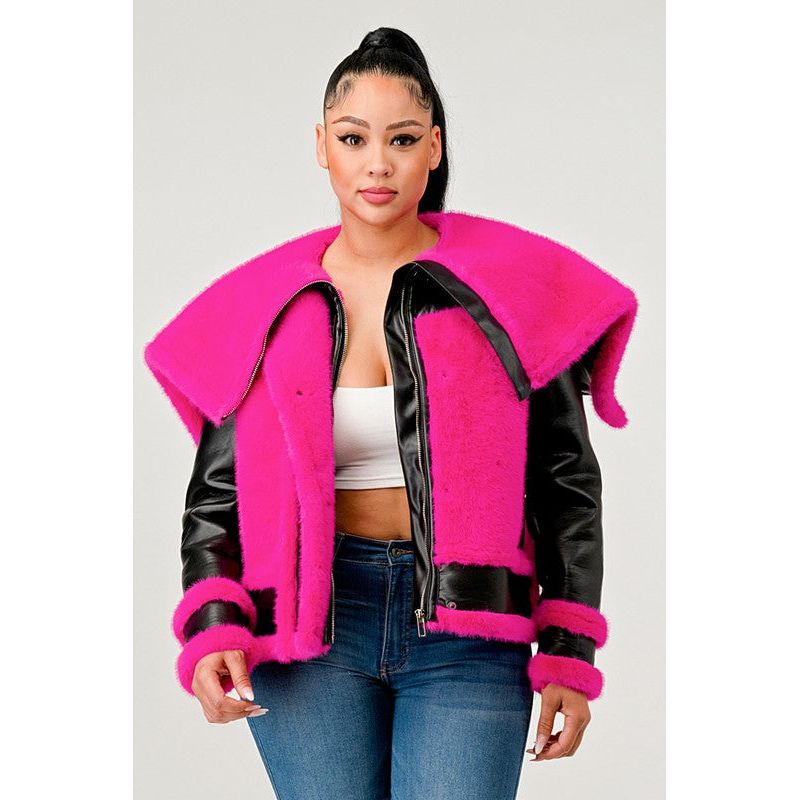 Faux Fur Aviator Jacket