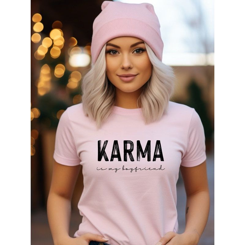 Karma is my Boyfriend Graphic Crew Neck Tee - TiffanyzKlozet