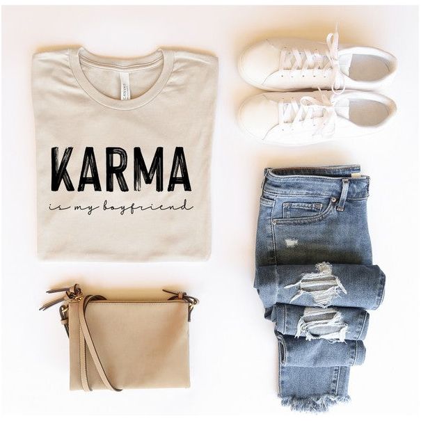 Karma is my Boyfriend Graphic Crew Neck Tee - TiffanyzKlozet