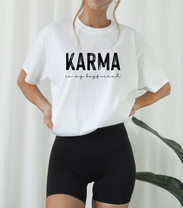 Karma is my Boyfriend Graphic Crew Neck Tee - TiffanyzKlozet