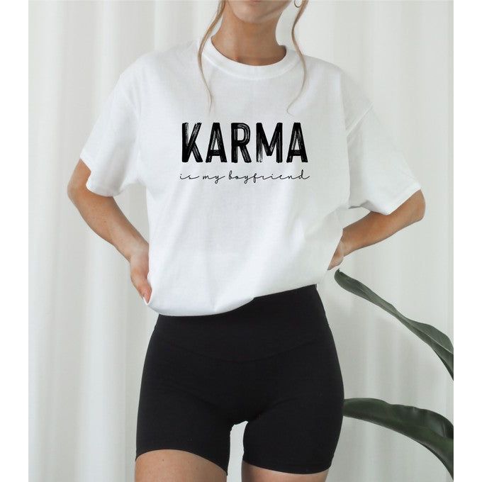 Karma is my Boyfriend Graphic Crew Neck Tee - TiffanyzKlozet