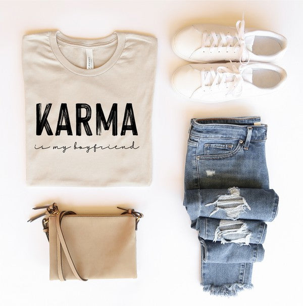 Karma is my Boyfriend Graphic Crew Neck Tee - TiffanyzKlozet