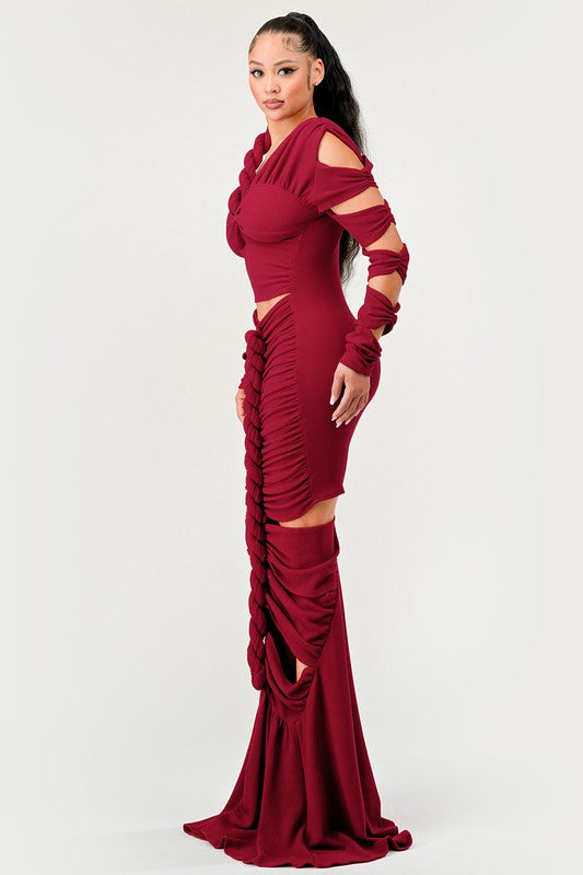 Angela Wrap Rope Maxi Dress - TiffanyzKlozet