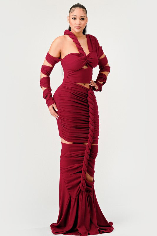 Angela Wrap Rope Maxi Dress - TiffanyzKlozet