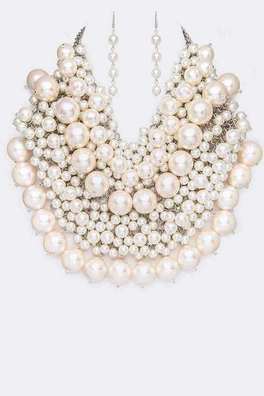 Zillion Pearls Statement Necklace Set - TiffanyzKlozet