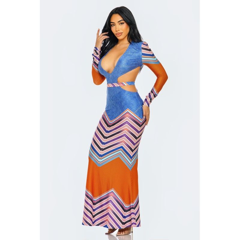 Dilemma Plunge Neckline Maxi Dress - TiffanyzKlozet