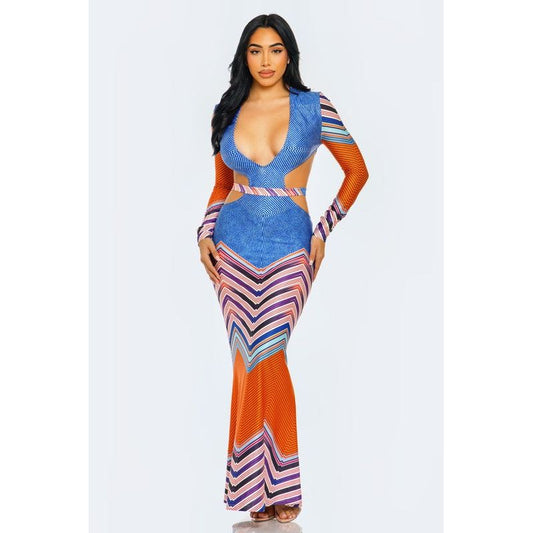 Dilemma Plunge Neckline Maxi Dress - TiffanyzKlozet