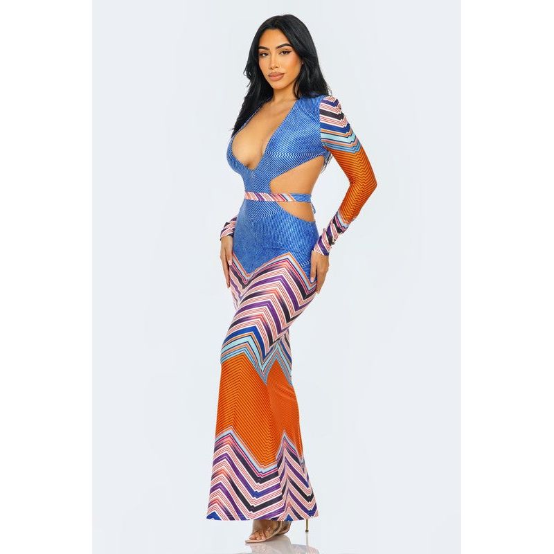 Dilemma Plunge Neckline Maxi Dress - TiffanyzKlozet