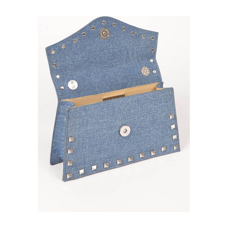 Studded Top Handle Denim Bag