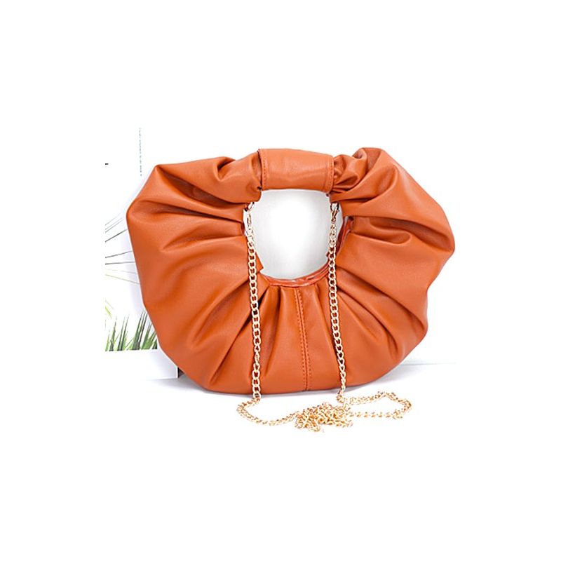 Pleated Circle Faux Leather Circle Clutch