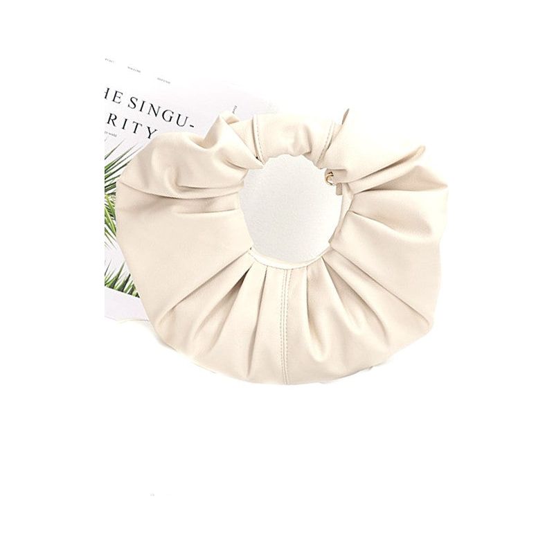 Pleated Circle Faux Leather Circle Clutch