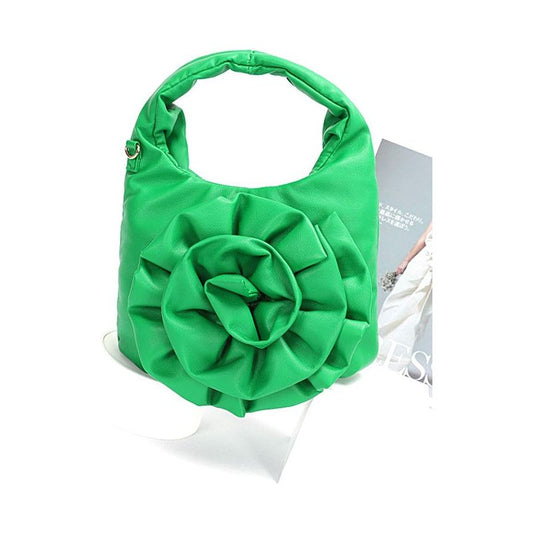 Pleated Flower Top Handle Clutch