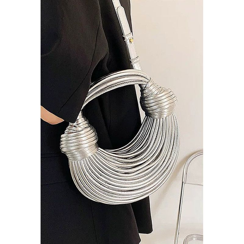 Faux Leather String Rope Top Handle Swing Bag