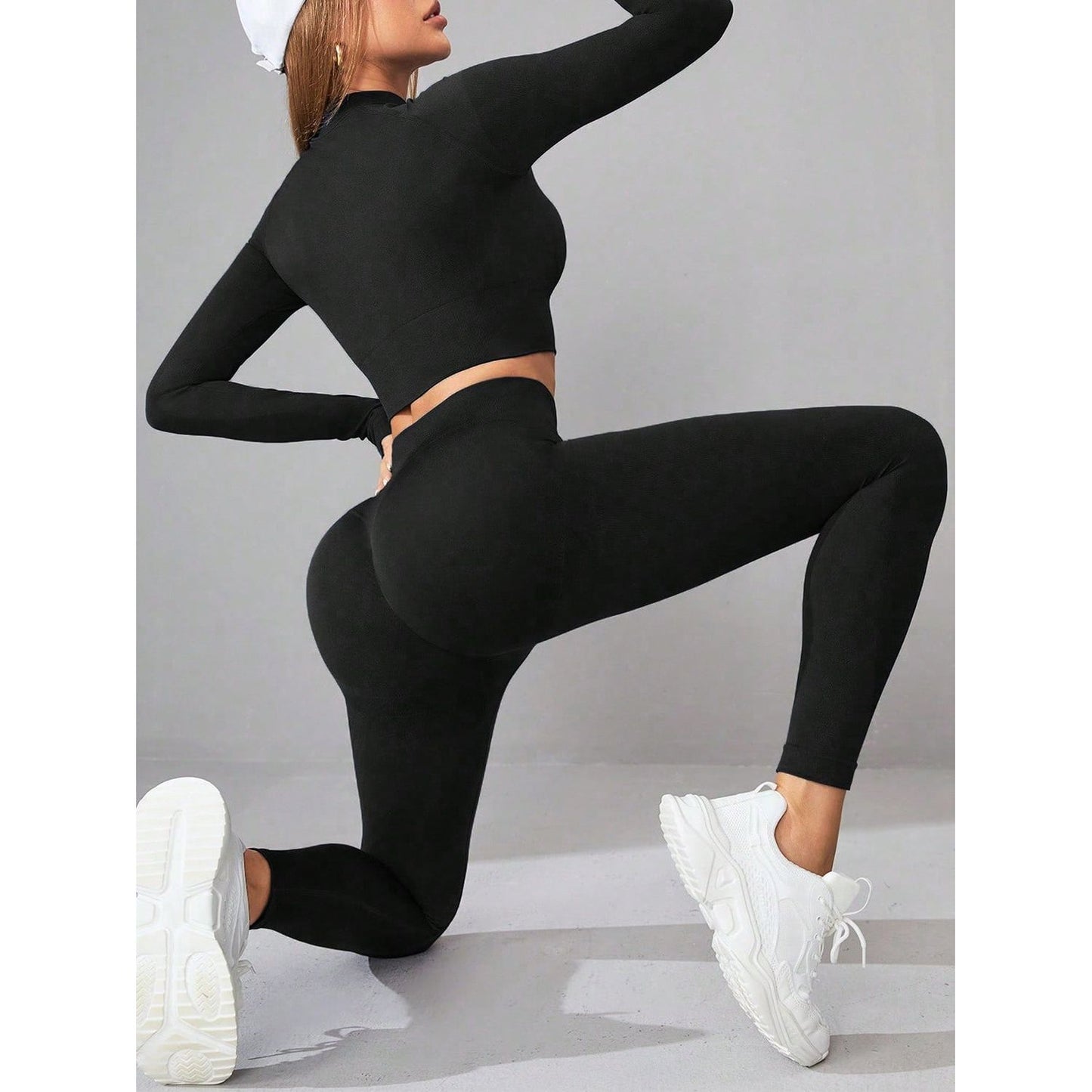 Mock Neck Long Sleeve Top and Leggings Active Set