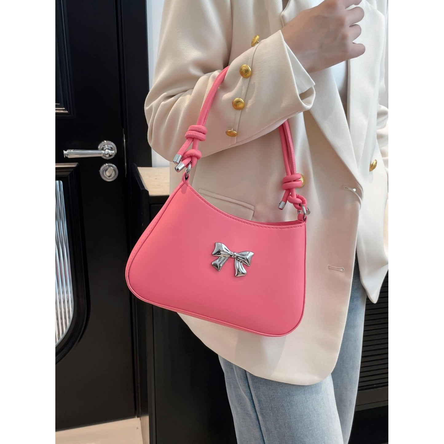 Bow Leather Knotted Handbag