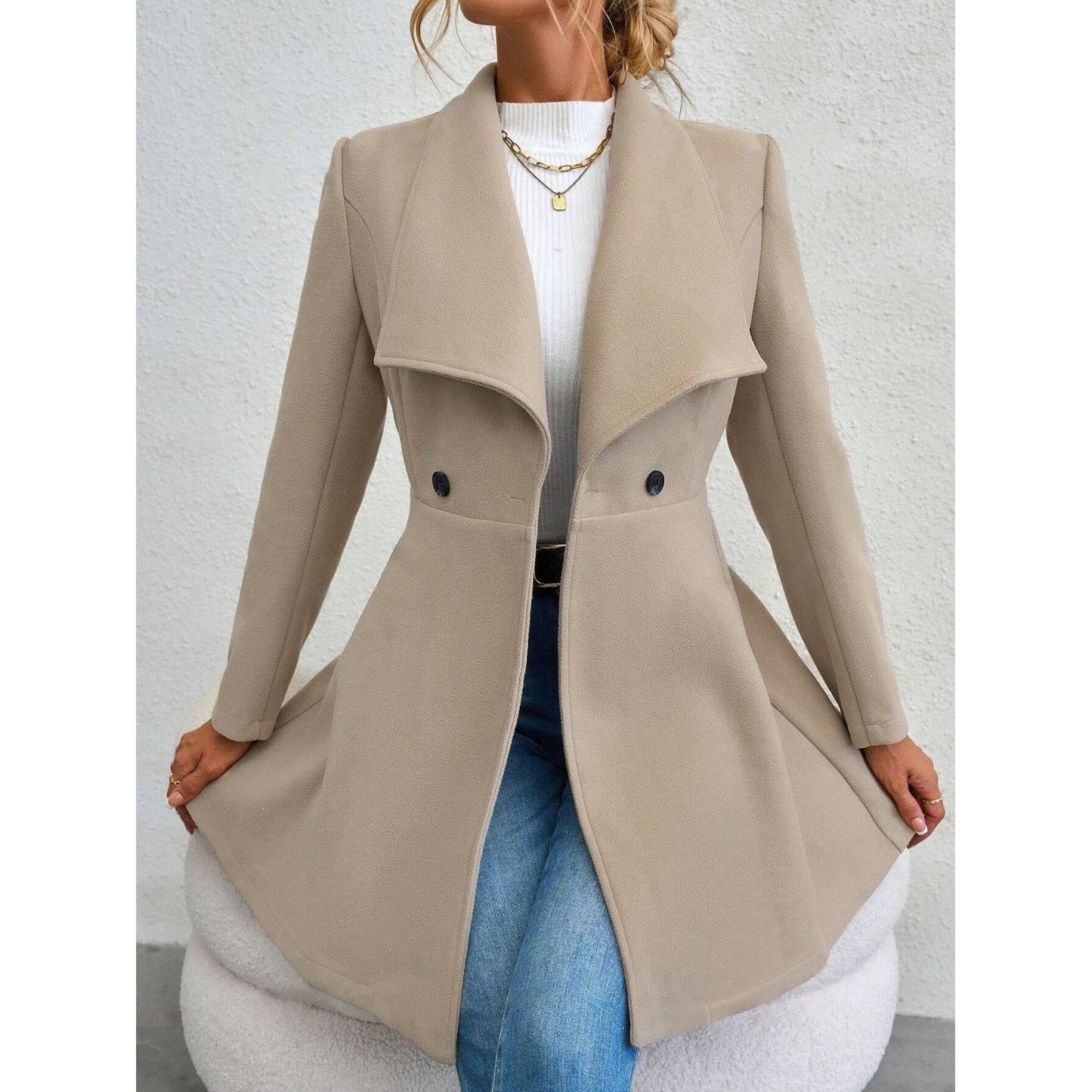 Elegance Meets Cozy Long Sleeve Coat