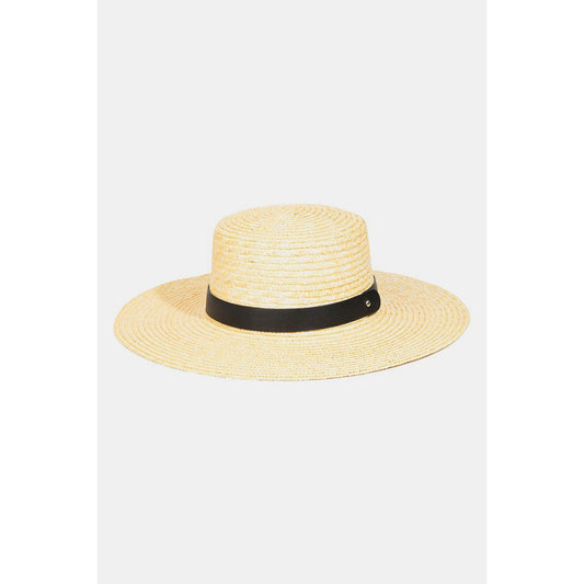 Fame Flat Brim Straw Weave Hat - TiffanyzKlozet