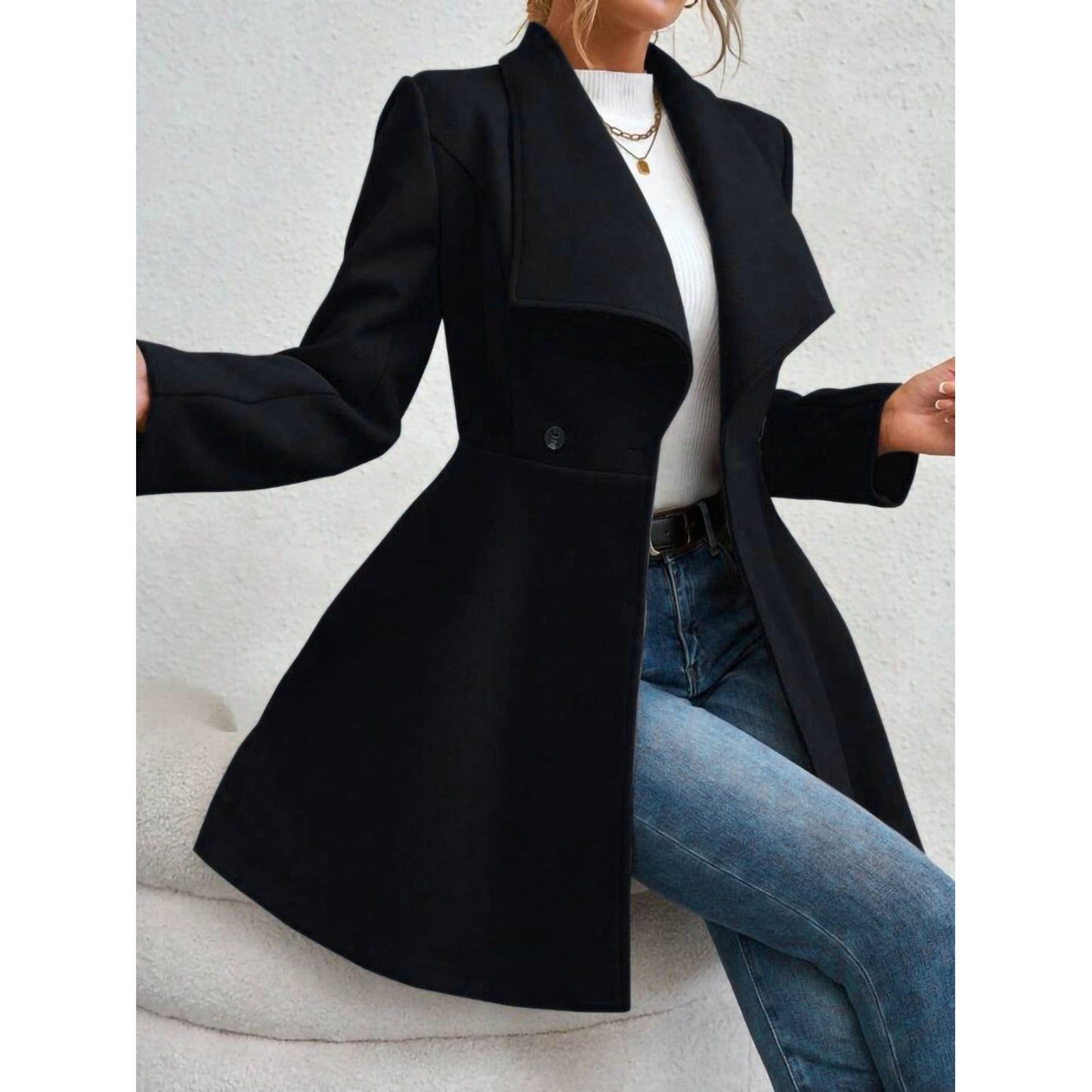 Elegance Meets Cozy Long Sleeve Coat