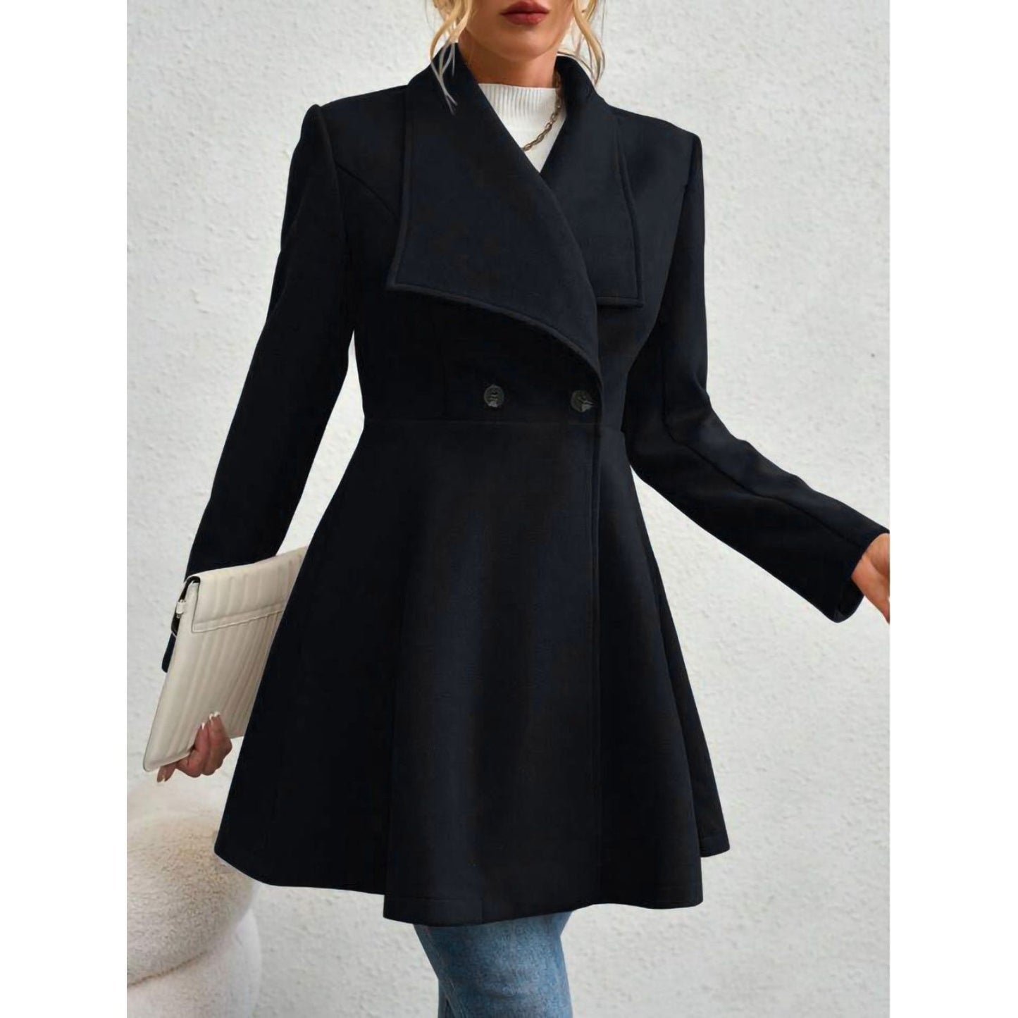 Elegance Meets Cozy Long Sleeve Coat