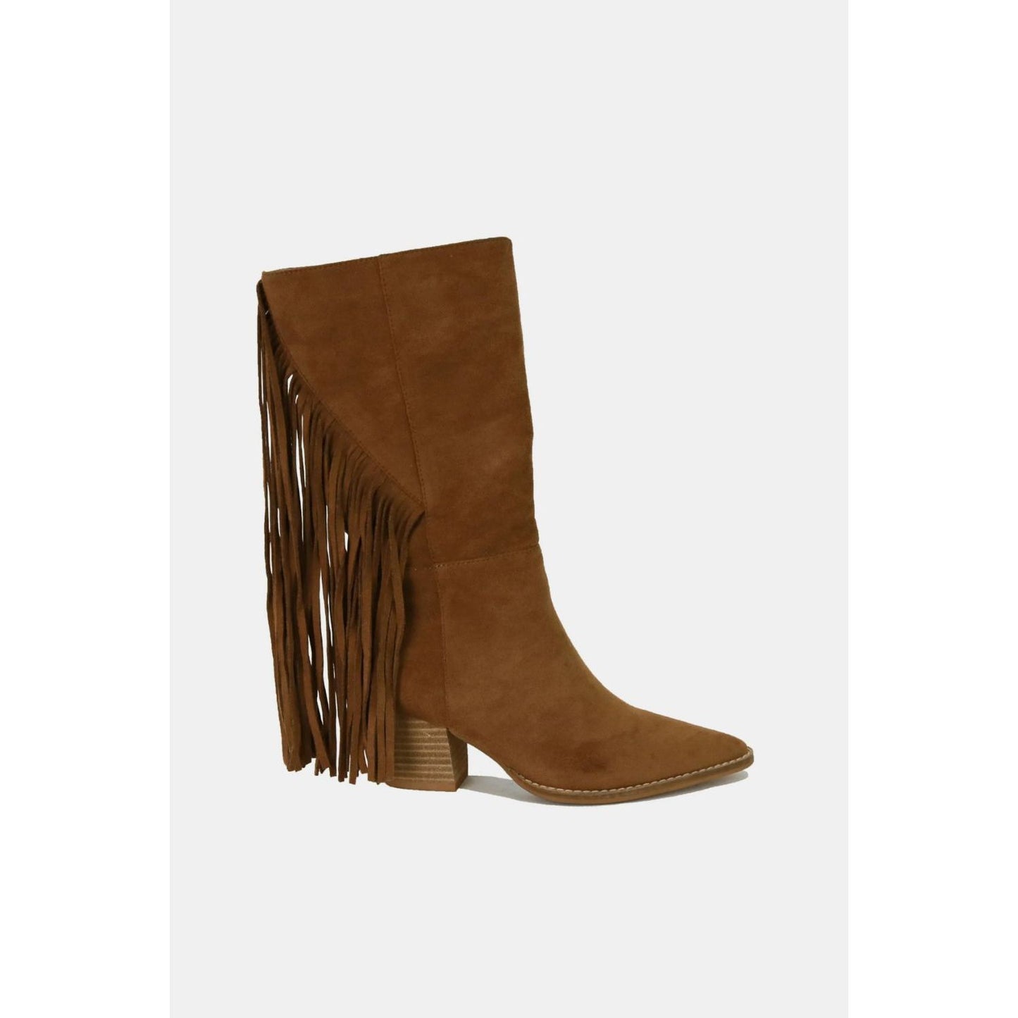 Beast Fashion Suede Fringe Point Toe Boots