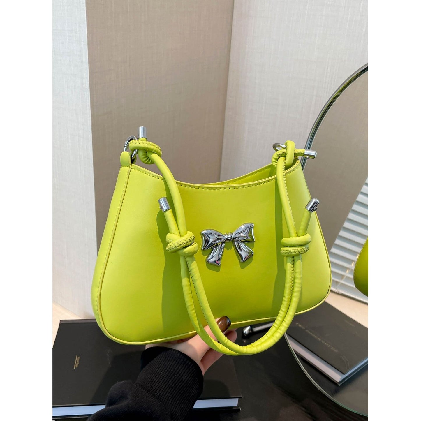 Bow Leather Knotted Handbag